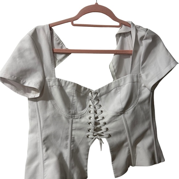I.Am.Gia - White Lace-Up Corset Top - Picture 1 of 3